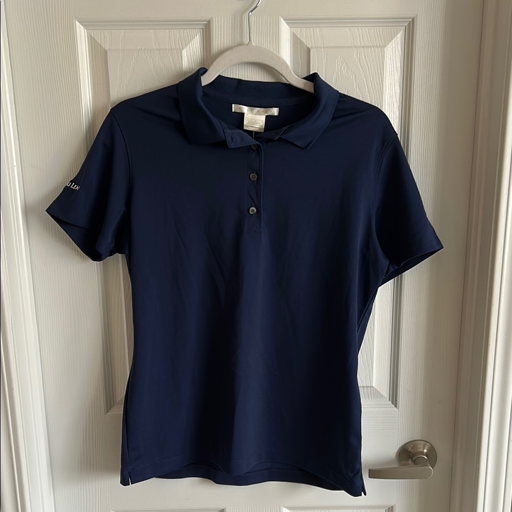 Nike Golf Blue Button Down Polo Shirt Fitted Design